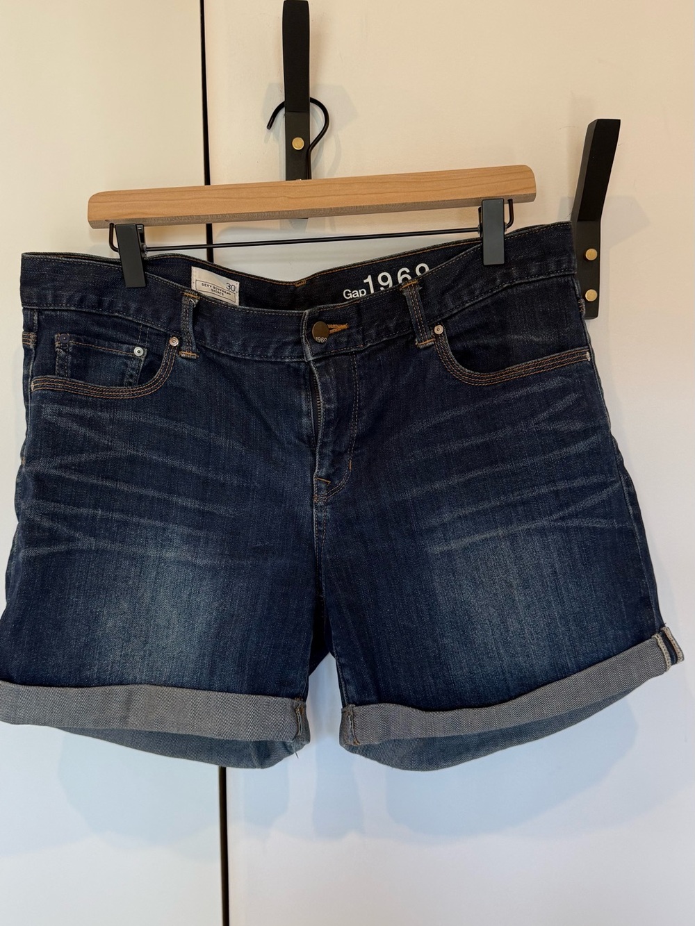 GAP Dark Blue Rolled Hem Jean Shorts